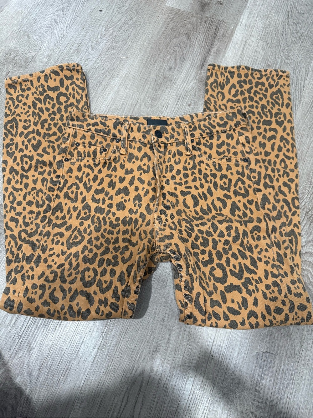MOTHER Leopard-Print Jeans in Tan and Black